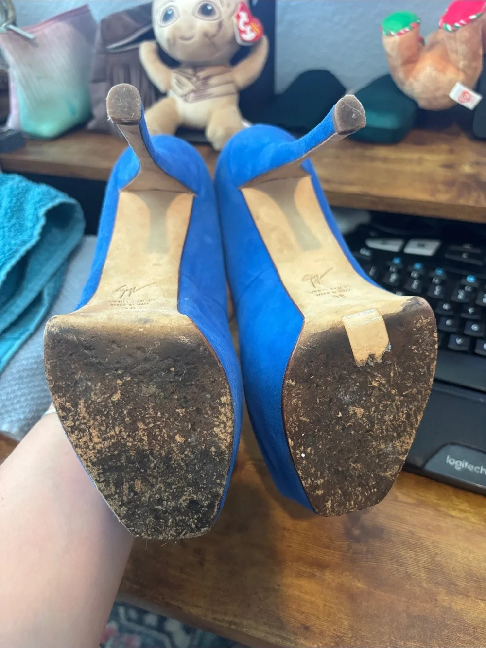 Giuseppe Zanotti Electric Blue Suede Platform Stiletto Pumps